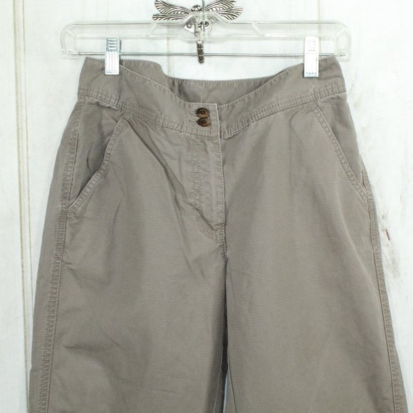 LL Bean Signature Green Cotton Wide Leg Ankle-Length Utility Pants Size 4 - Picture 2 of 10